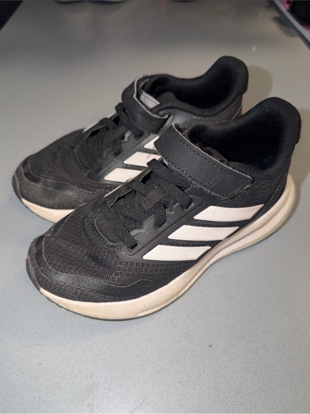 adidas Kids Black and White Velcro Athletic Sneakers
